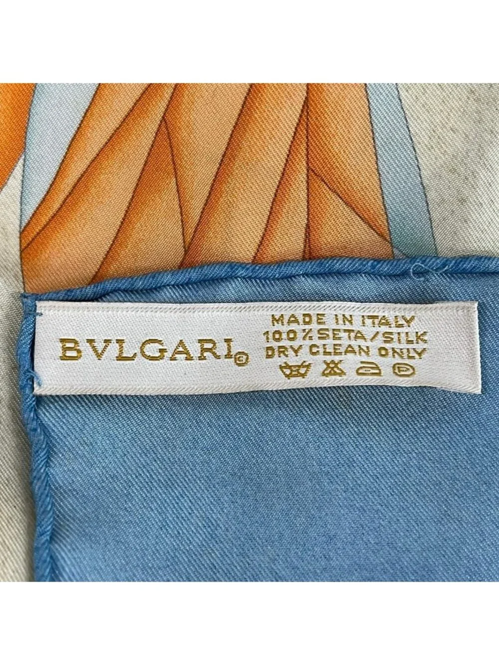 Bvlgari Scarf Ivory Light Blue Multi Butterfly